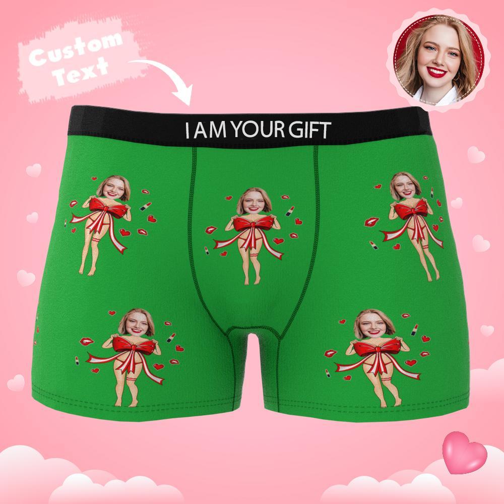 Custom Photo Boxer Red Bow Gift Underwear Men's Underwear Gift For Boyfriend AR View