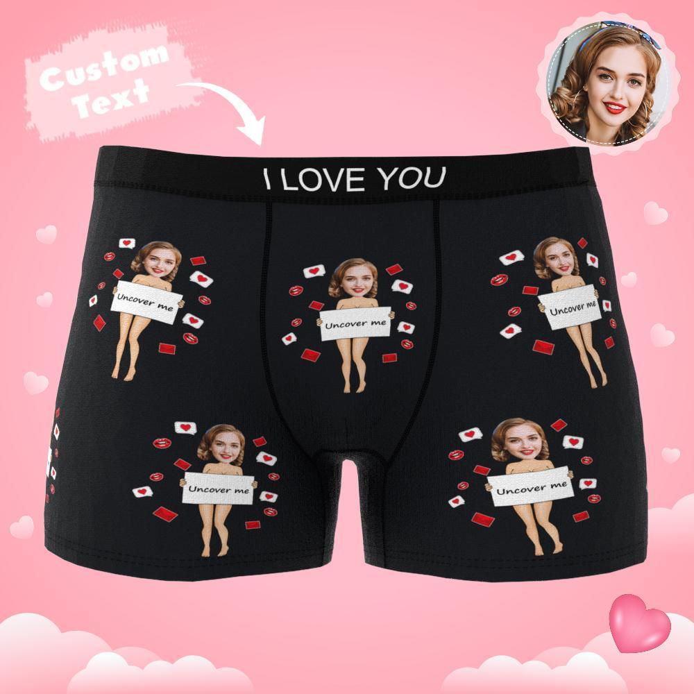 Custom Photo Boxer Uncover Me Underwear Men's Underwear Gift For Boyfriend AR View Valentine's Day Gift