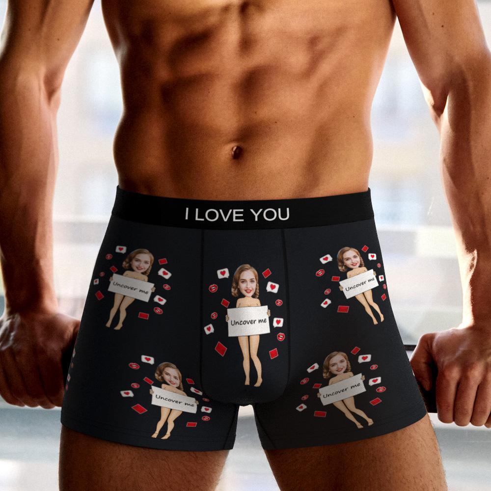 Custom Photo Boxer Uncover Me Underwear Men's Underwear Gift For Boyfriend AR View Valentine's Day Gift - soufeelmy