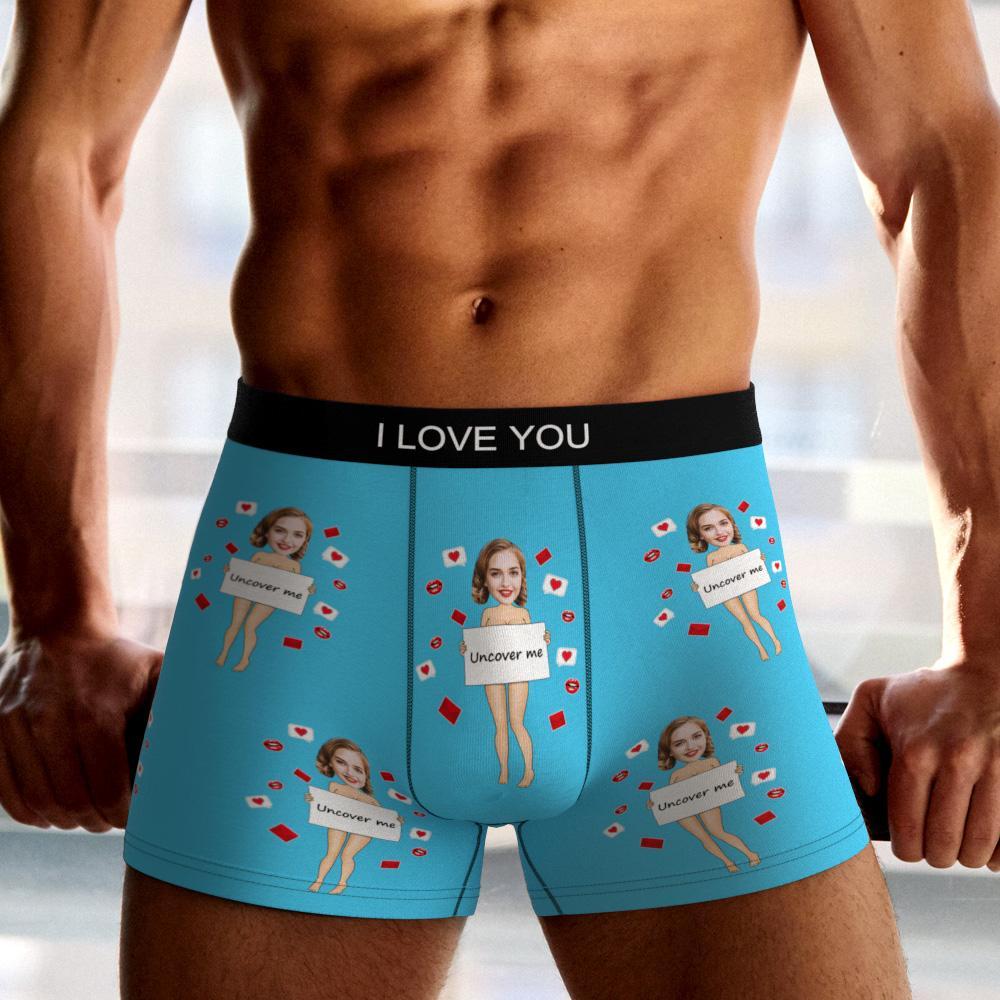 Custom Photo Boxer Uncover Me Underwear Men's Underwear Gift For Boyfriend AR View Valentine's Day Gift - soufeelmy