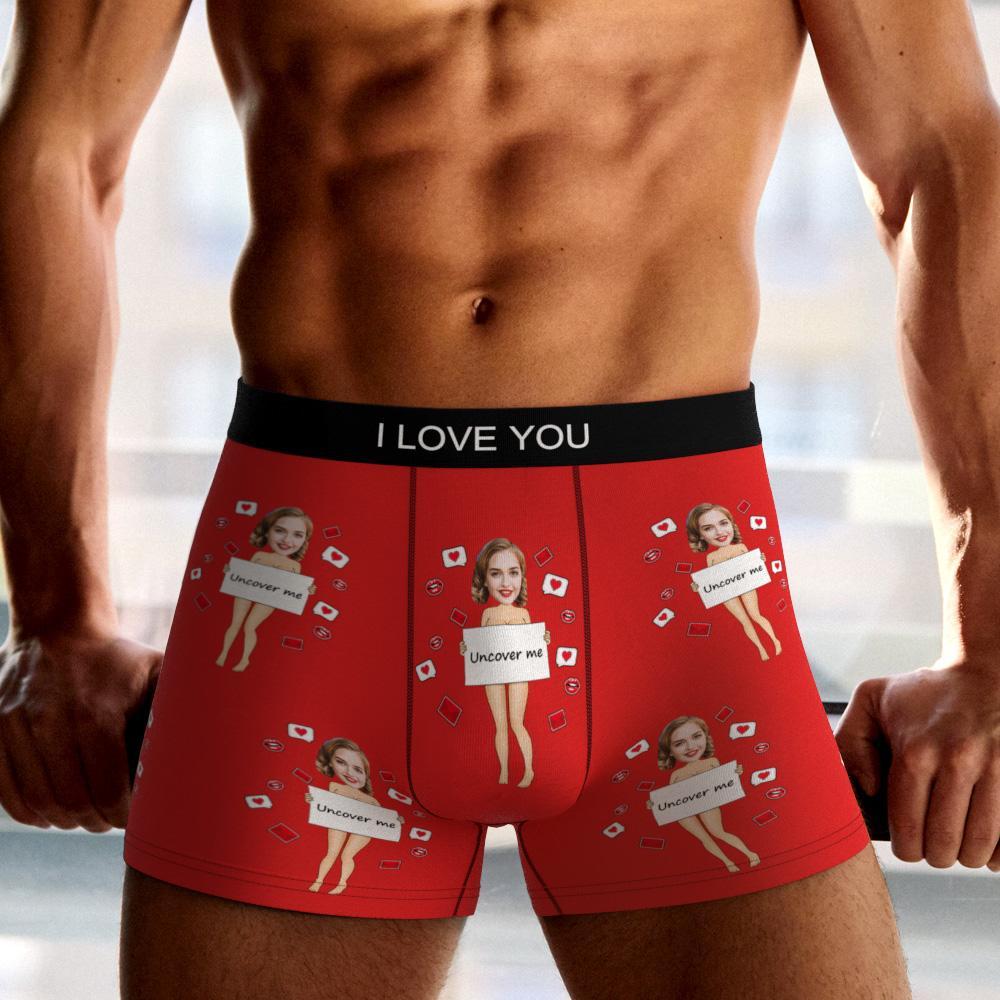 Custom Photo Boxer Uncover Me Underwear Men's Underwear Gift For Boyfriend AR View Valentine's Day Gift - soufeelmy