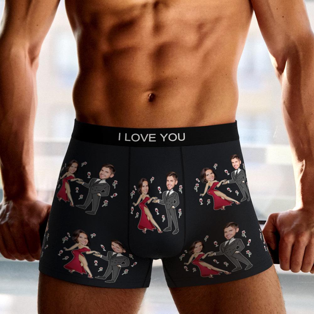 Custom Photo Boxer Double Dress Underwear Men's Underwear Gift For Boyfriend AR View - soufeelmy