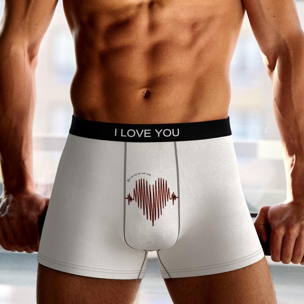 Custom Text Boxer Electrocardiogram Underwear Men's Underwear Gift For Boyfriend AR View - soufeelmy