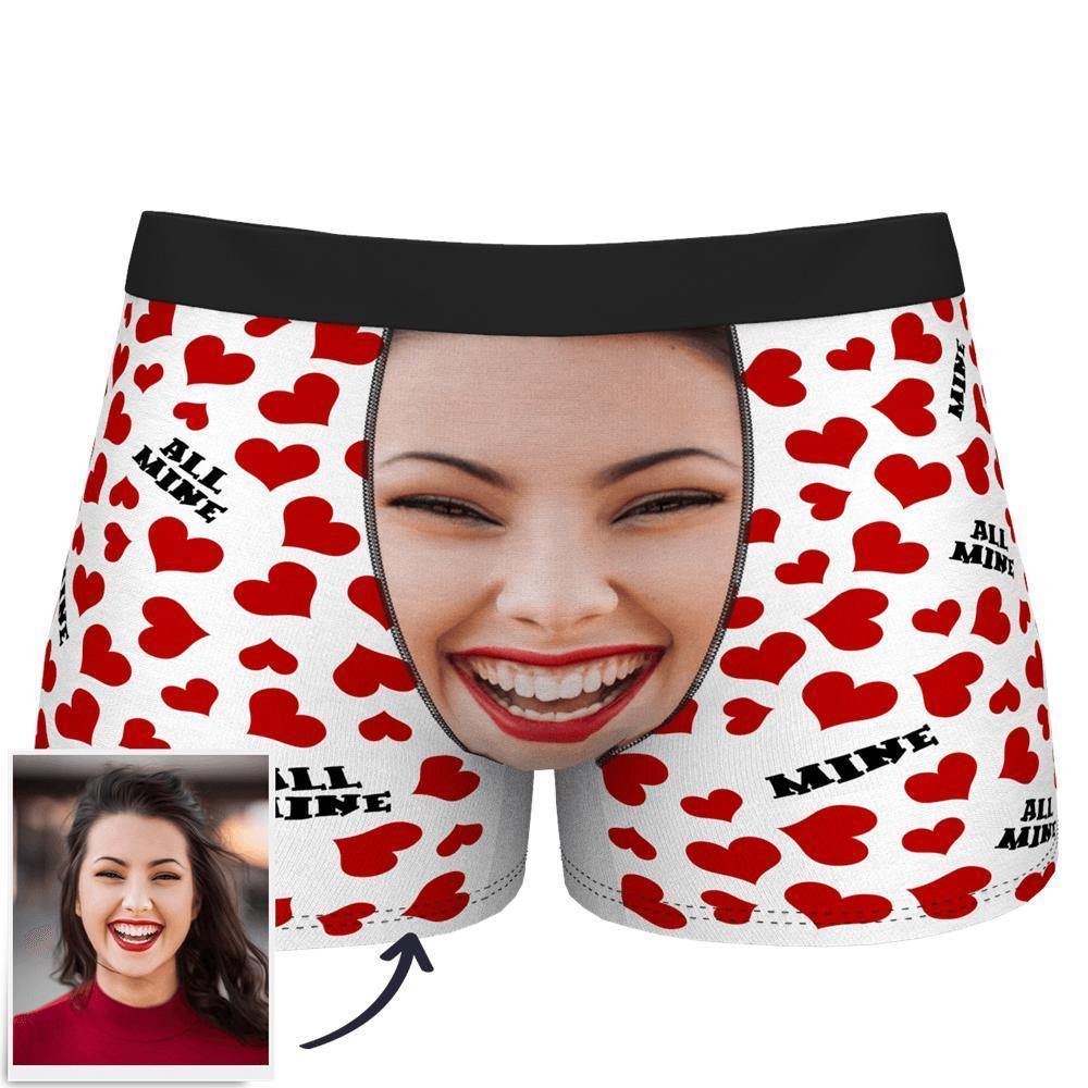 Custom Face Boxer Shorts All Mine Heart - soufeelmy