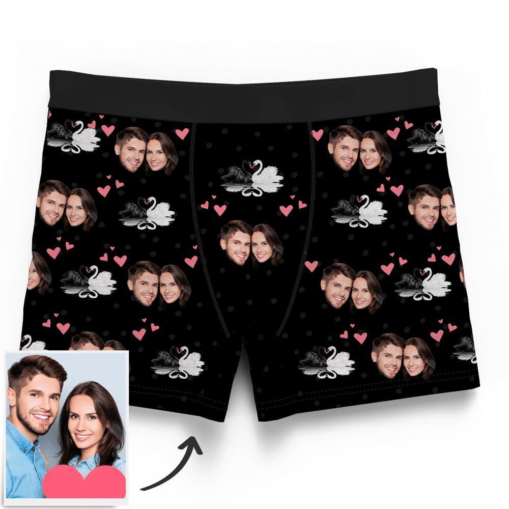 Couple Custom Swan And Face on Boxer Shorts Men's - soufeelmy