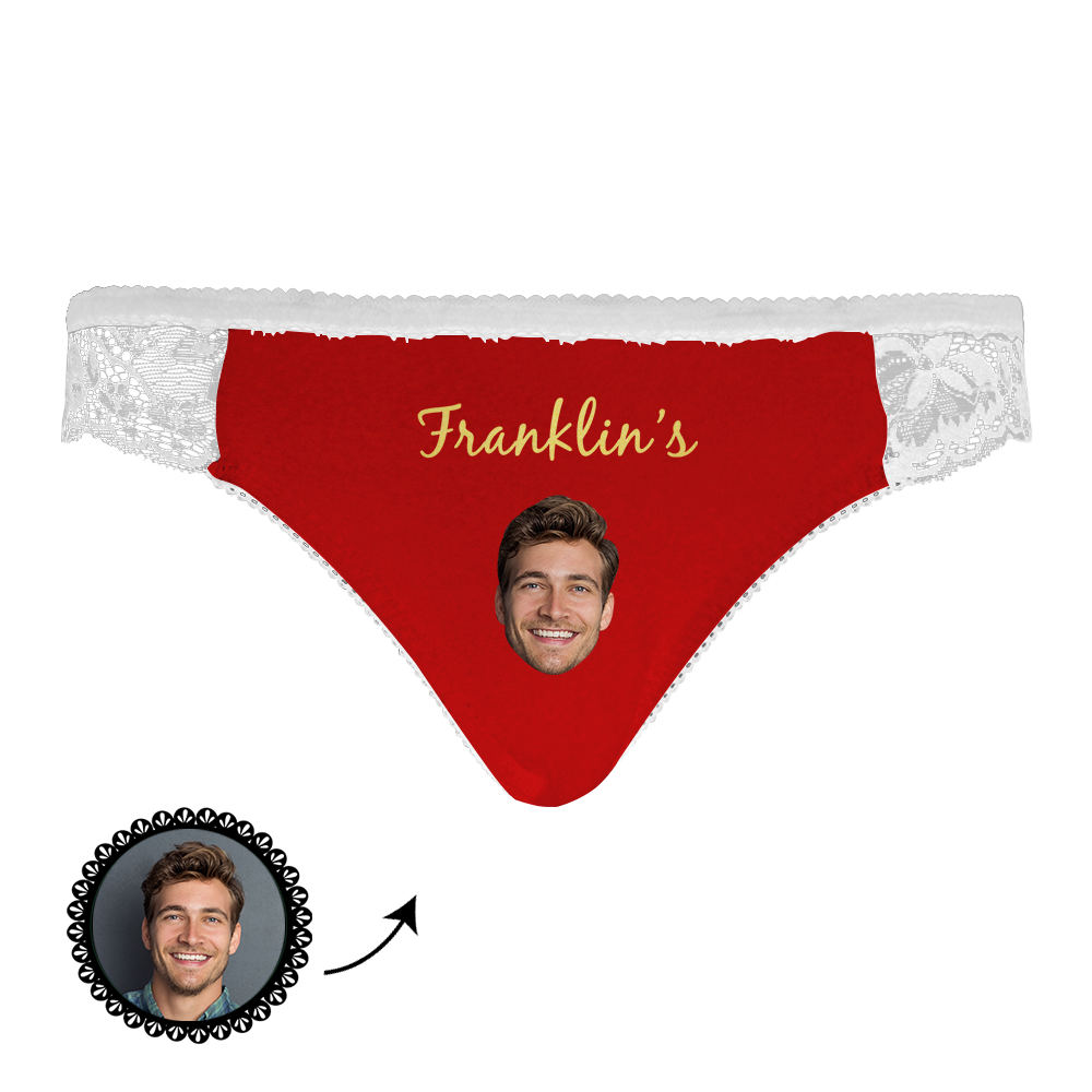 Custom Photo Face Engraved Underwear Funny Lace Sexy White Gift for Her - soufeelmy