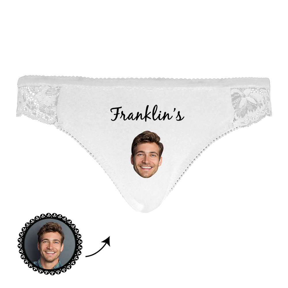 Custom Photo Face Engraved Underwear Funny Lace Sexy White Gift for Her - soufeelmy