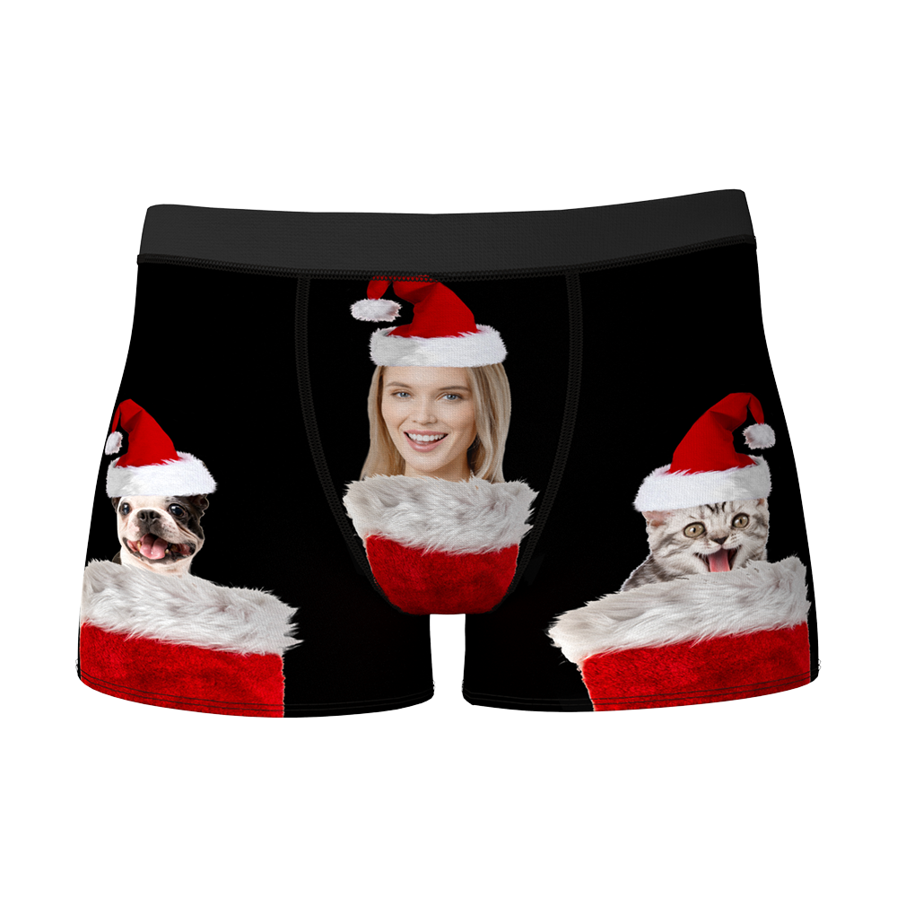 Custom Face Christmas Boxer, Funny Christmas lights Boxer, Best Christmas Gift For Boyfriend