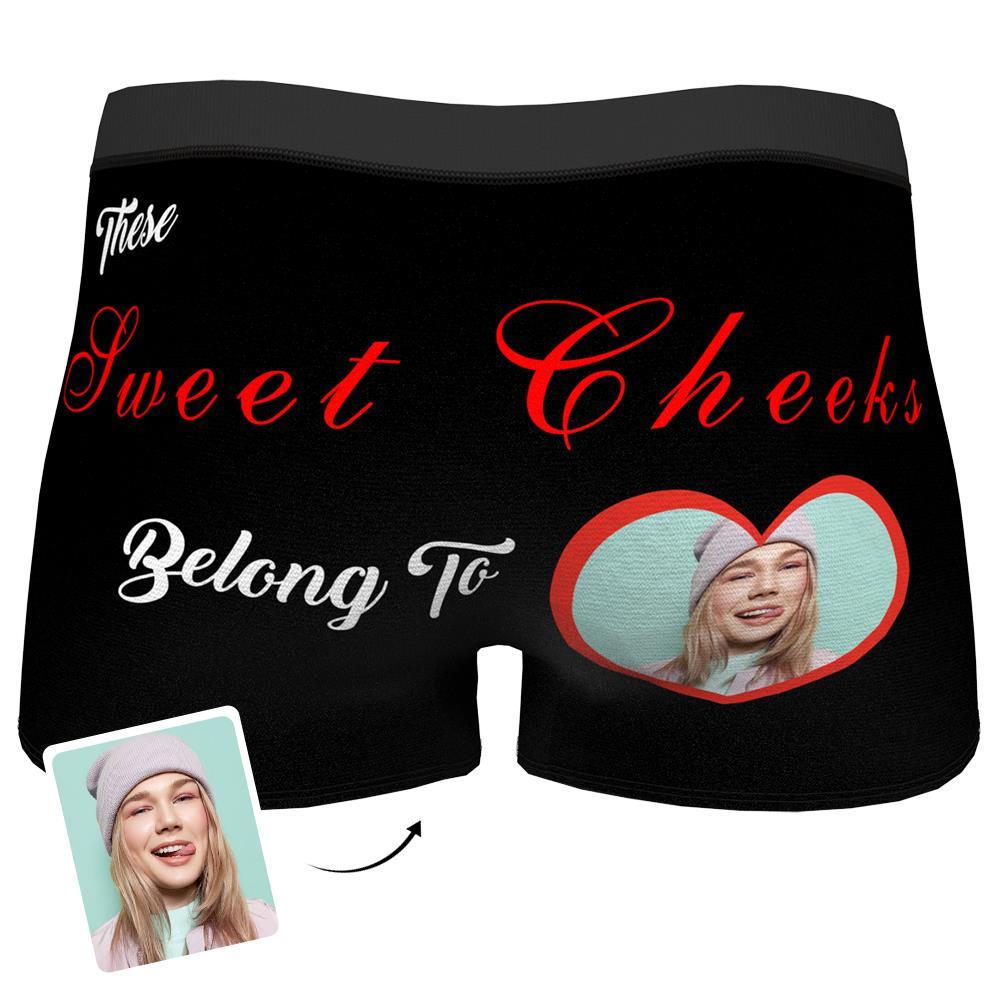 Custom Photo Face Boxer Sweet Cheeks Underwear Gifts for Boyfriend