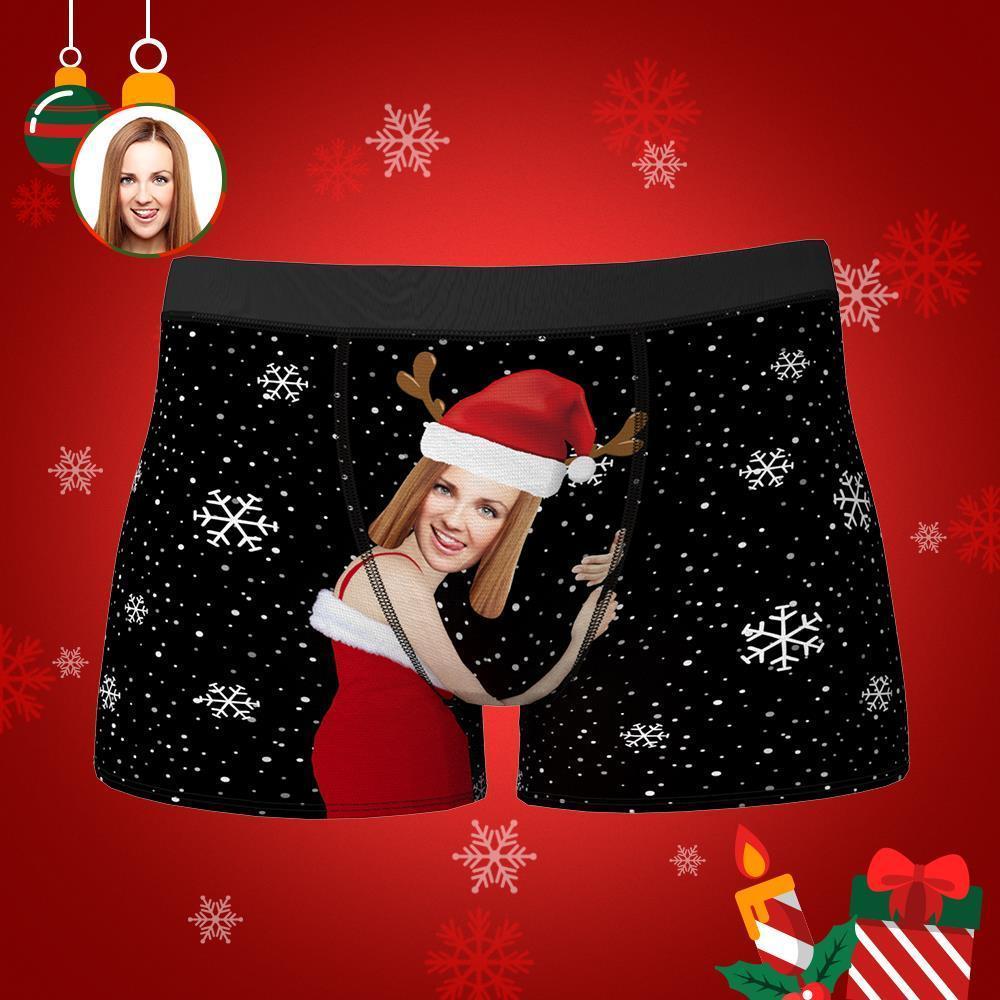 Custom Girlfriend Face Boxers Shorts Personalized Photo Underwear Christmas Gift For Men