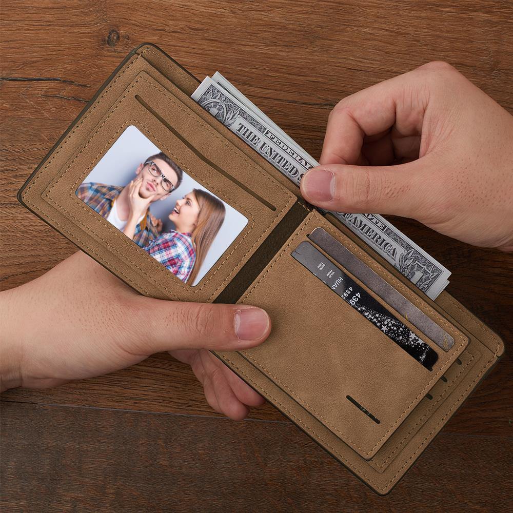 Custom Photo Engraved Wallet Creative Couple Theme Gifts