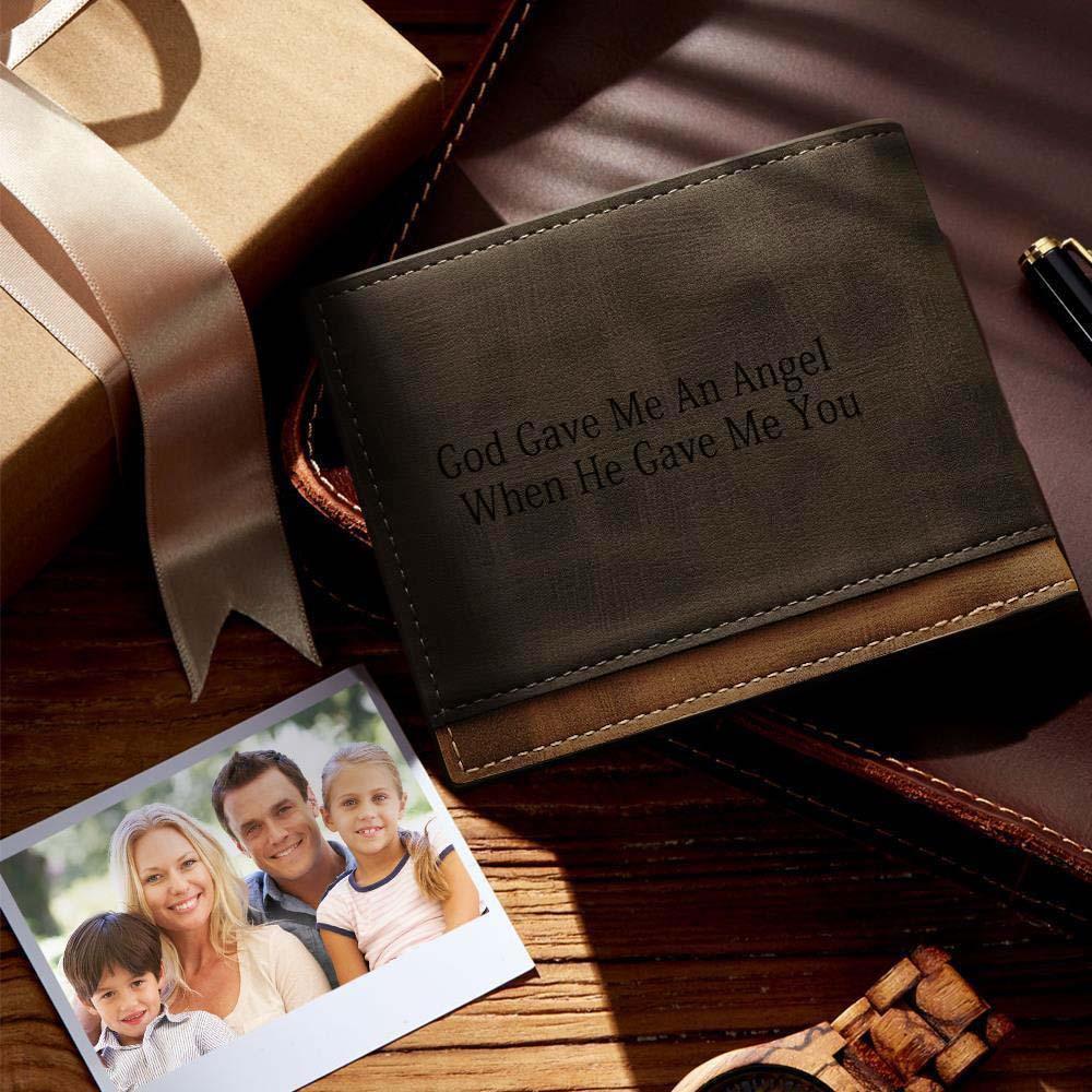 Custom Photo Engraved Wallet Classic Style Leather Wallet For Men For Valentines Day