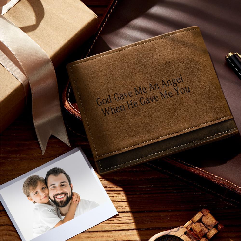 Custom Photo Engraved Wallet Classic Style Leather Wallet For Men For Valentines Day