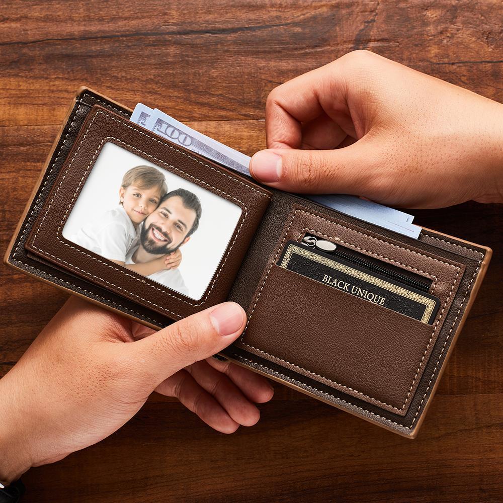 Custom Photo Engraved Wallet Classic Style Leather Wallet For Men For Valentines Day