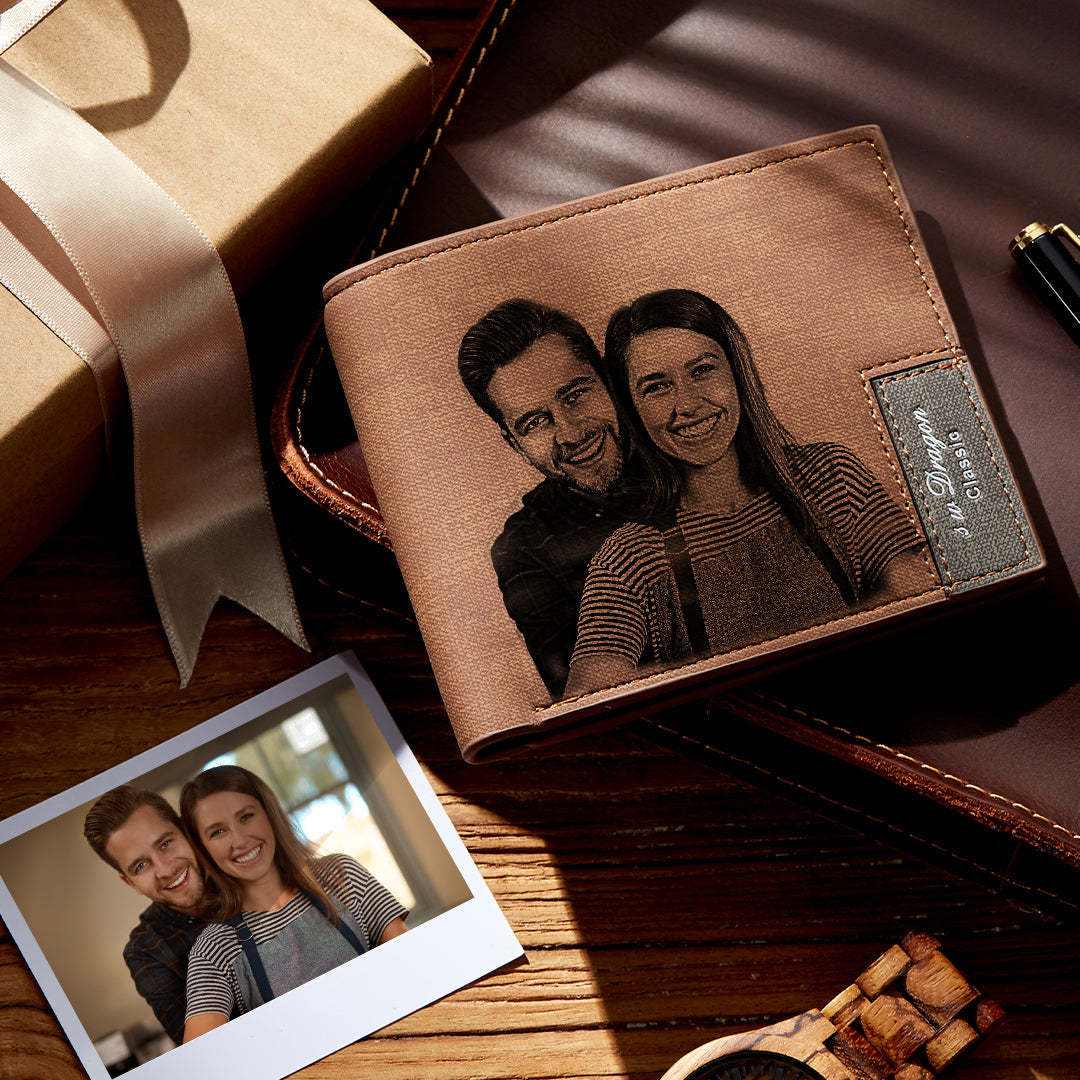 Gifts For Dad - Custom Photo Engraved Wallet - soufeelmy