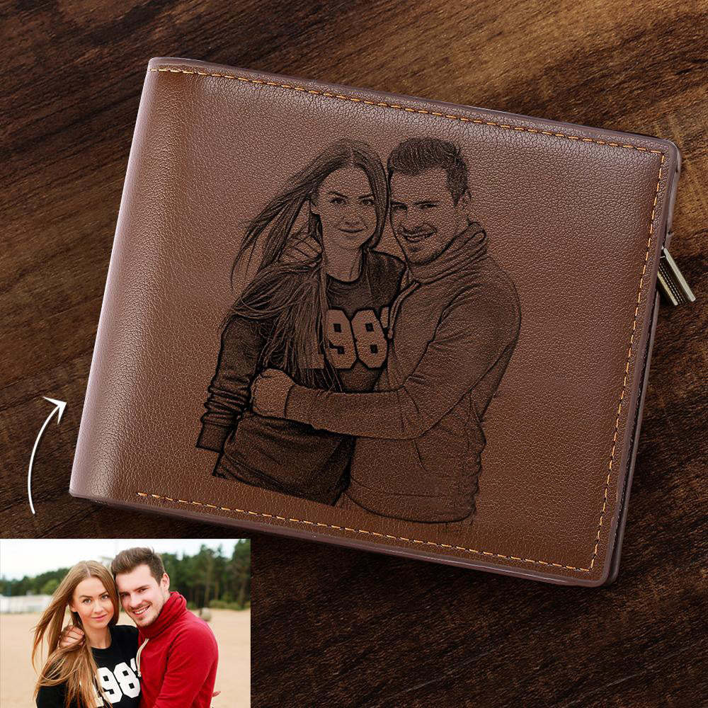 Photo Engraved Wallet Company Logo Gift for Employee