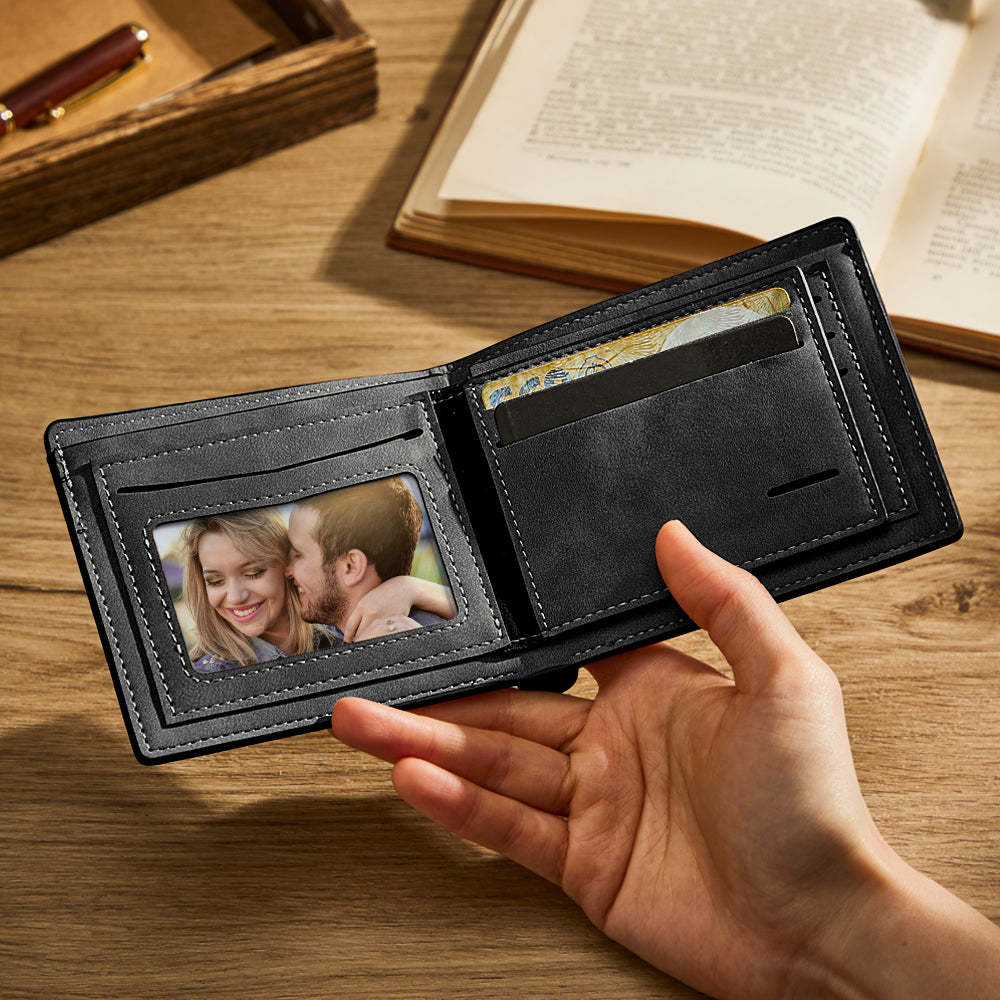 Custom Photo Line Wallet Engraved Wallet with Your Text - soufeelmy