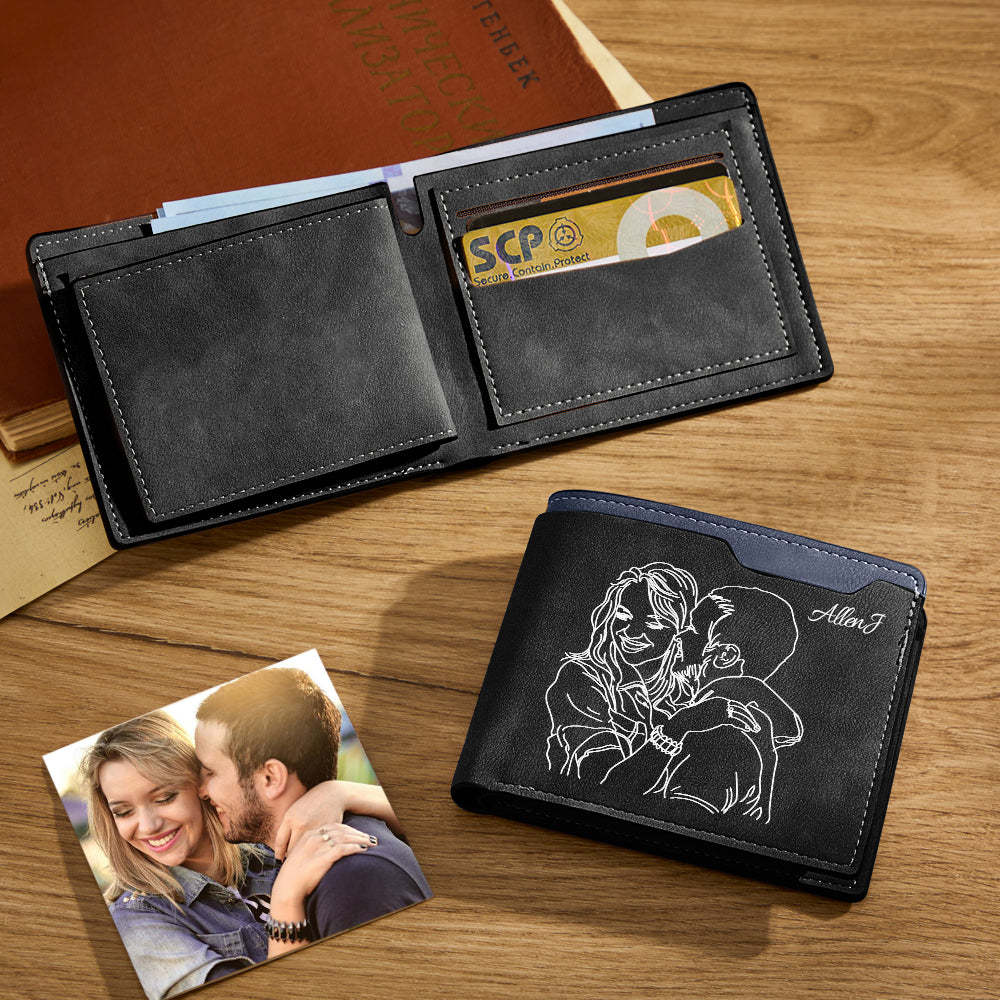 Custom Photo Line Wallet Engraved Wallet with Your Text - soufeelmy