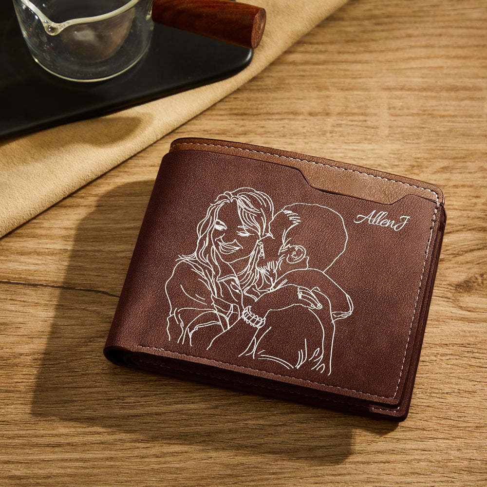 Custom Photo Line Wallet Engraved Wallet with Your Text - soufeelmy