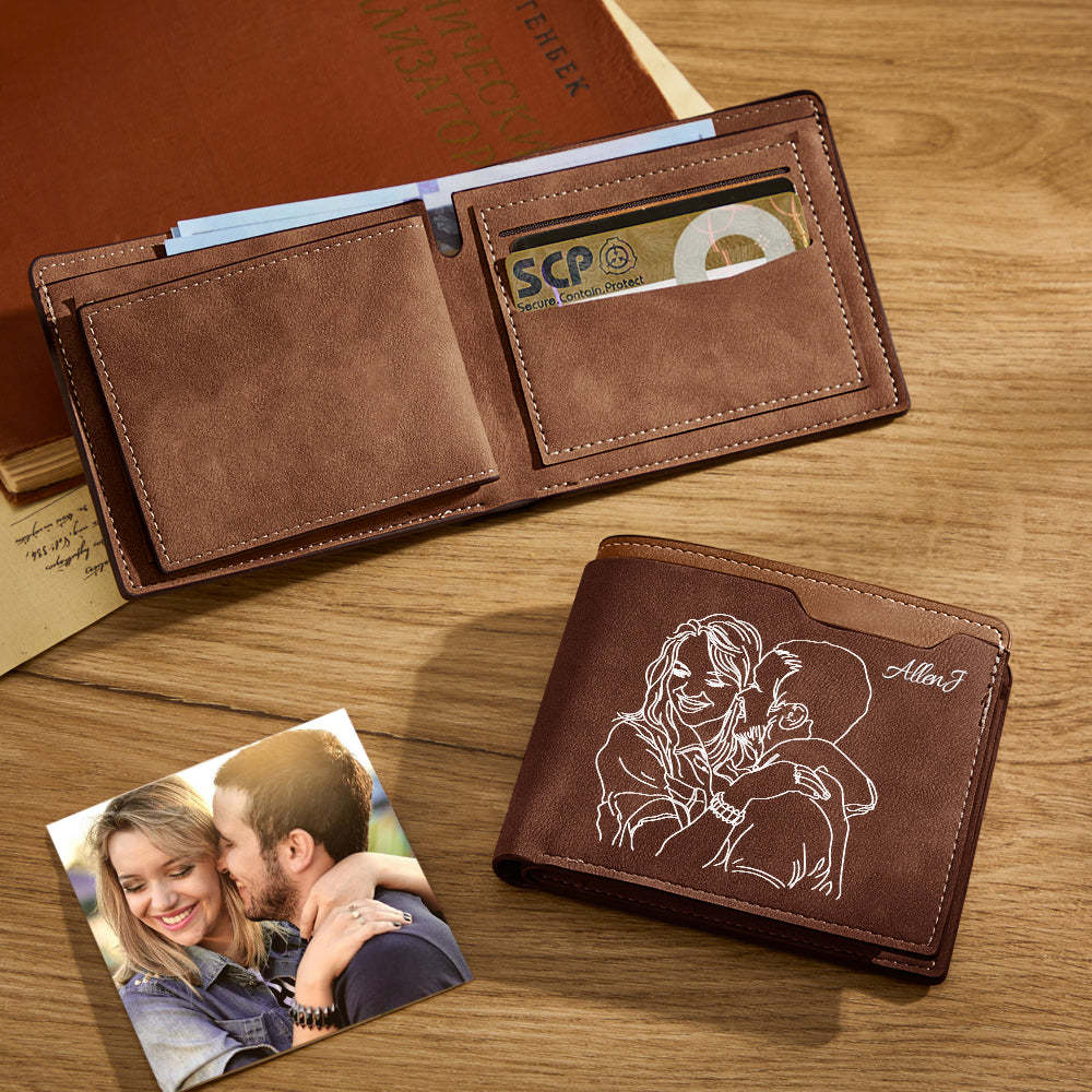 Custom Photo Line Wallet Engraved Wallet with Your Text - soufeelmy