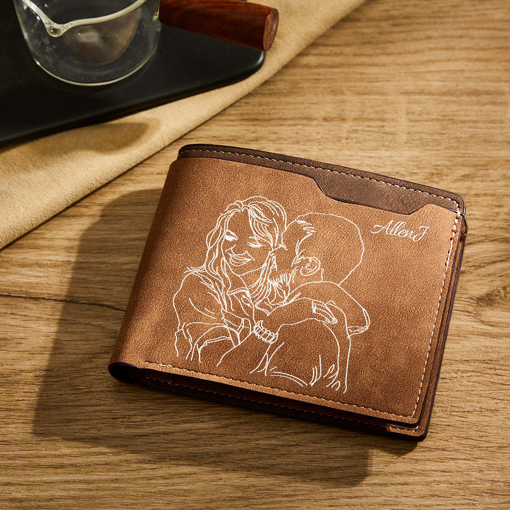 Custom Photo Line Wallet Engraved Wallet with Your Text - soufeelmy