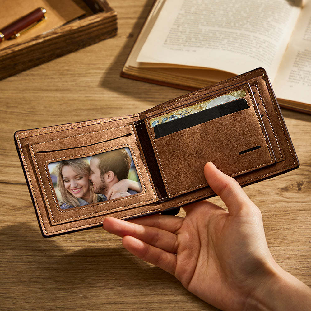 Custom Photo Line Wallet Engraved Wallet with Your Text - soufeelmy