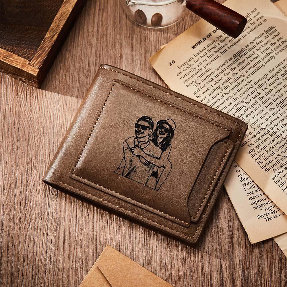 Personalized Custom Picture Wallets for Men Engraved Leather Photo Wallet for Father Boyfriend - soufeelmy