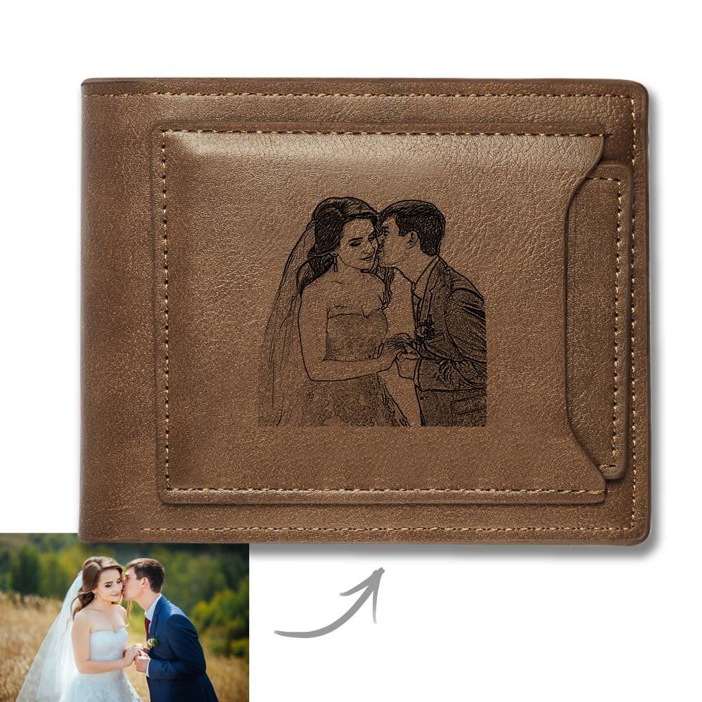 Personalized Custom Picture Wallets for Men Engraved Leather Photo Wallet for Father Boyfriend - soufeelmy