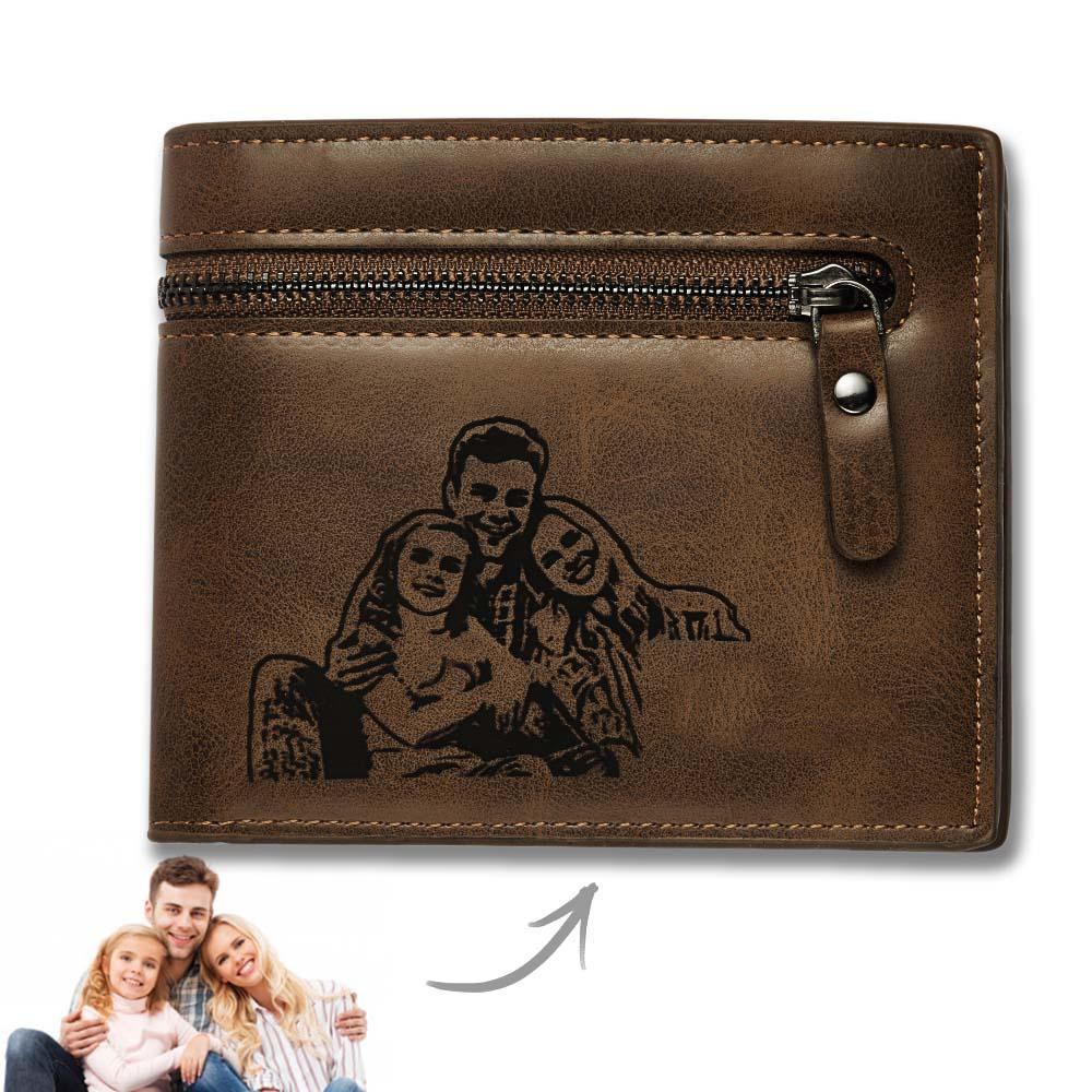 Personalized Bifold Wallet Engraved Photo Text Men Wallet for Boyfriend Husband Dad Son Anniversary Christmas Gift - soufeelmy