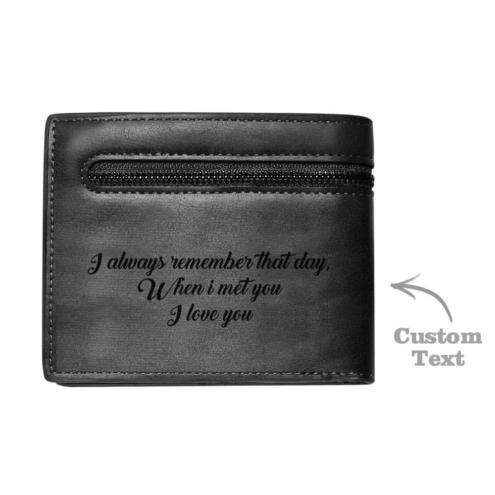 Personalized Bifold Wallet Engraved Photo Text Men Wallet for Boyfriend Husband Dad Son Anniversary Christmas Gift - soufeelmy