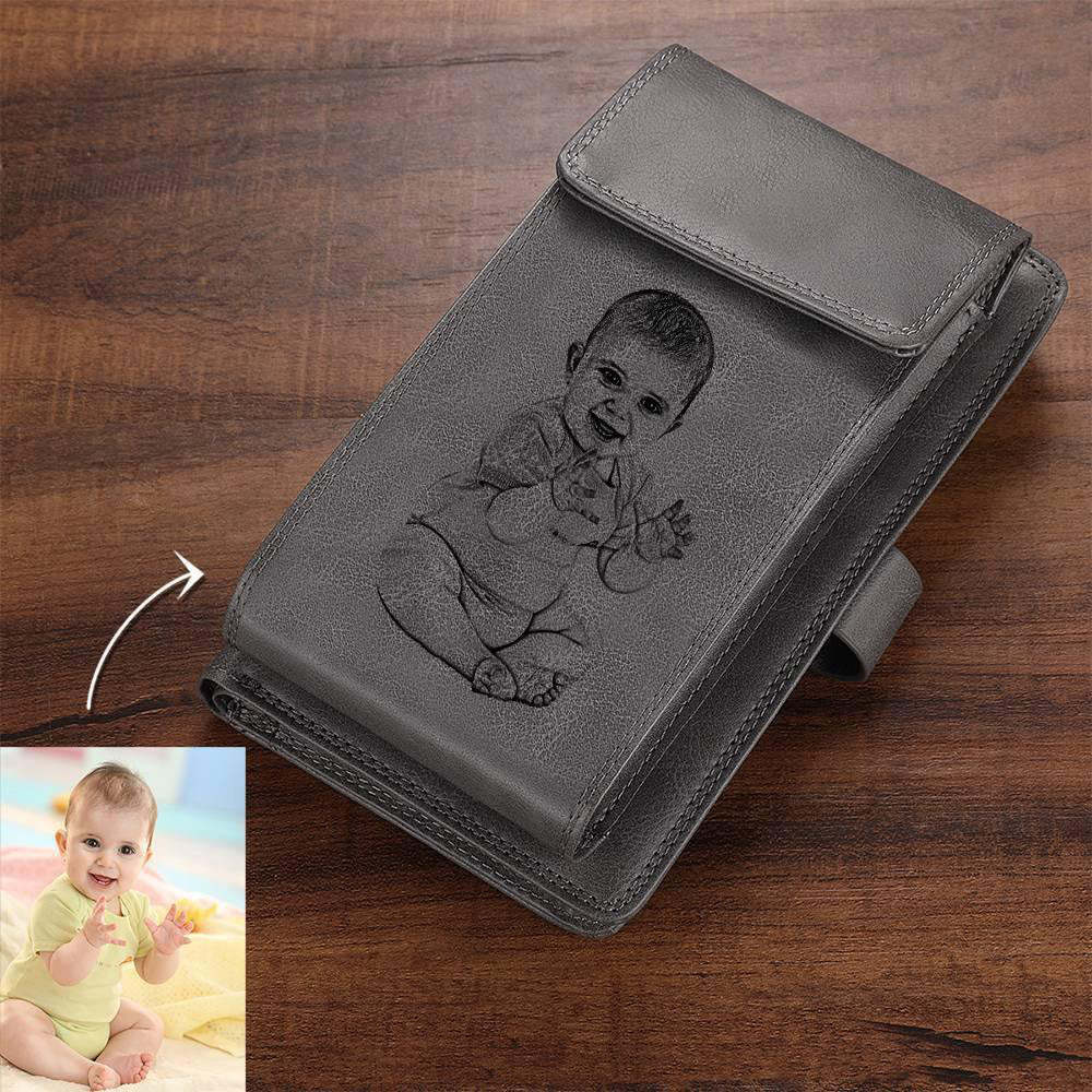 Photo Engraved Wallet Personalized Mens Wallet Photo Wallet Case