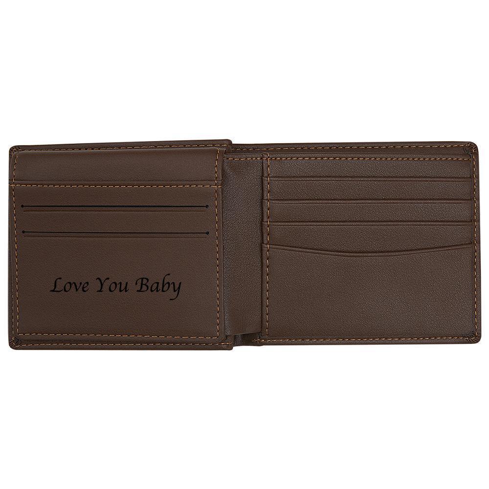 Custom Photo Engraved Wallet -Wallet Anti-Theft Brush RFID Protected for Him or Her Men's Billfold Brown