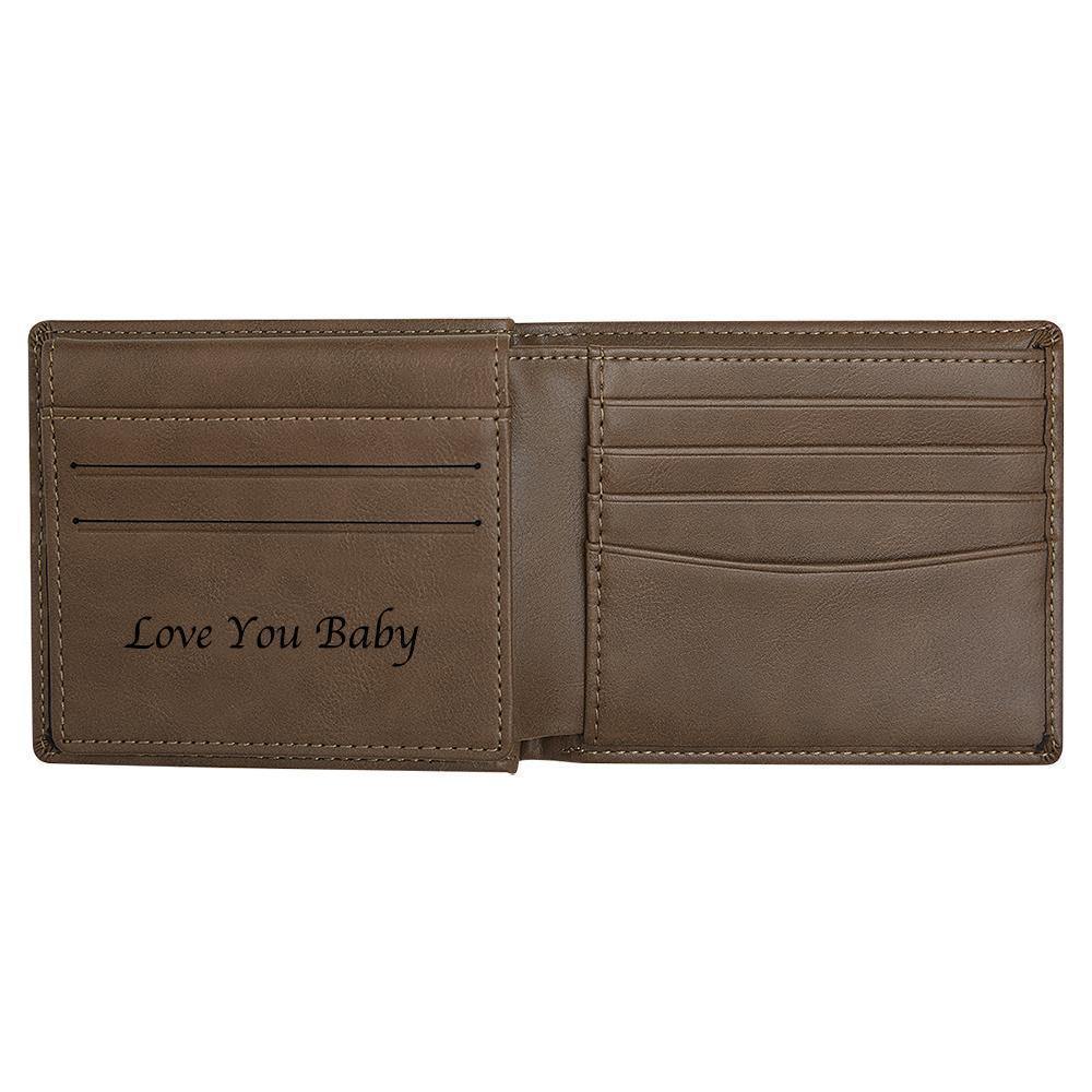 Men's Custom Engraved Leather Wallet Anti-Theft Brush RFID Protected for Family Anniversary Gift- Light Brown
