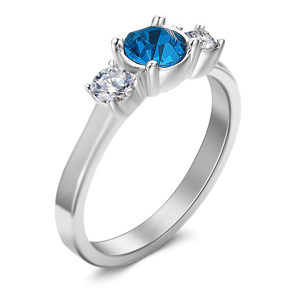 Personalised Birthstone Ring Silver -