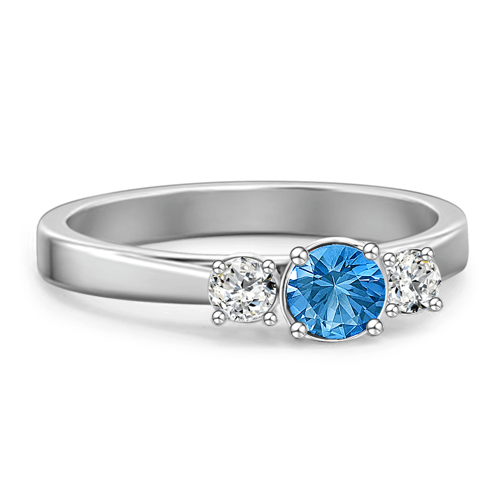 Personalised Birthstone Ring Silver -