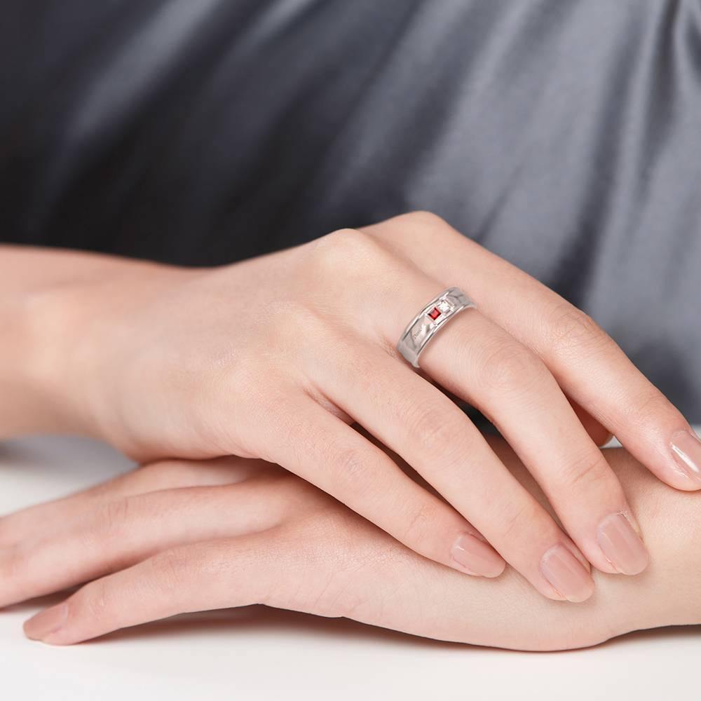 Personalised Birthstone Ring Silver -