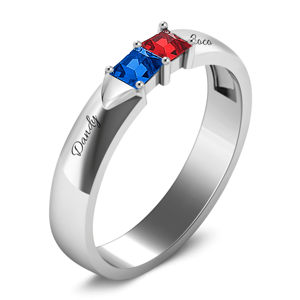Personalised Birthstone with Engraving Silver -
