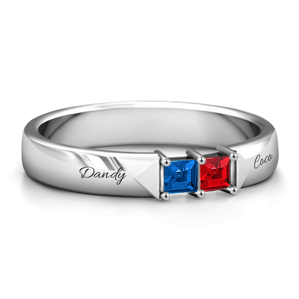 Personalised Birthstone with Engraving Silver -