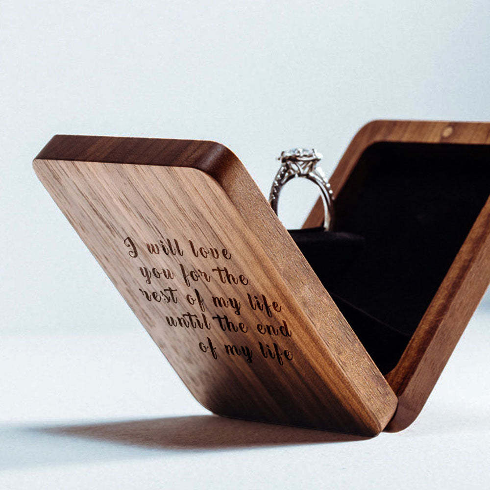 Custom Ring Box Thin Rotating Engagement Ring Box Personalize Wooden Ring Box Anniversary Gift - soufeelmy