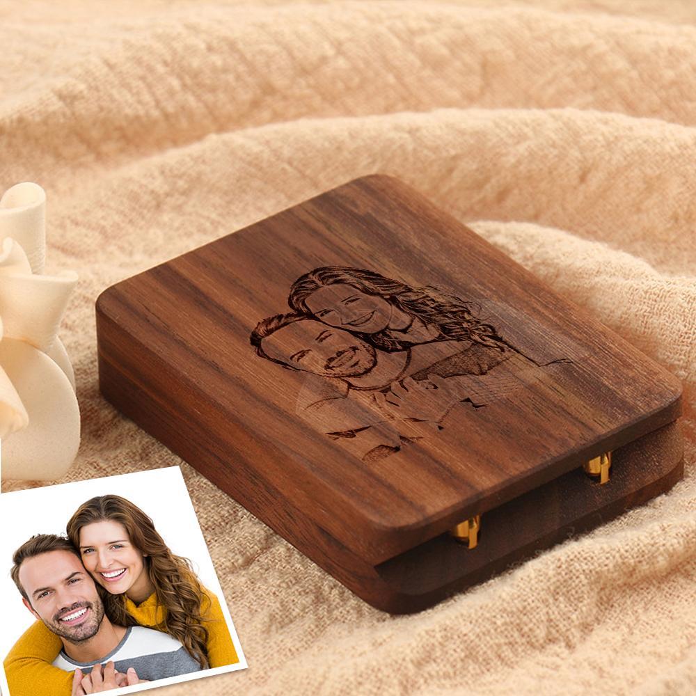 Slim Engagement Ring Box Personalization Wooden Jewelry Box - soufeelmy