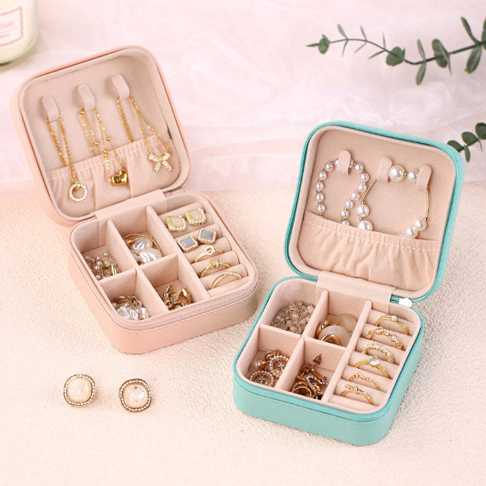 Personalized Birth Flower Jewelry Box Custom Leather Jewelry Organizer Storage Gift for Her - soufeelmy
