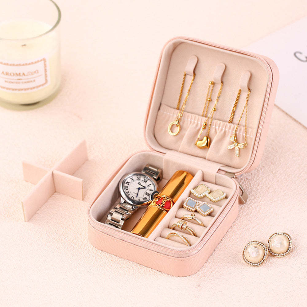 Personalized Birth Flower Jewelry Box Custom Leather Jewelry Organizer Storage Gift for Her - soufeelmy