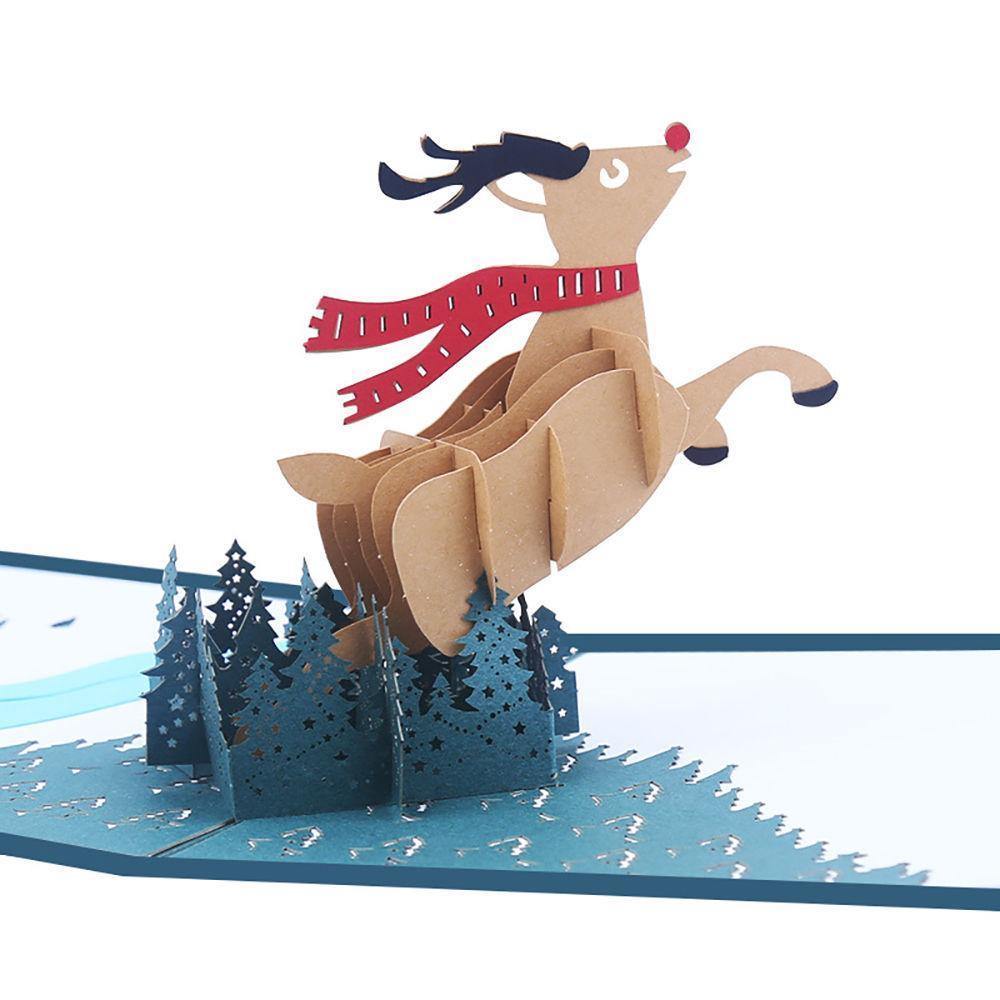 Greeting Card 3D Handmade Christmas Flying Deer 
