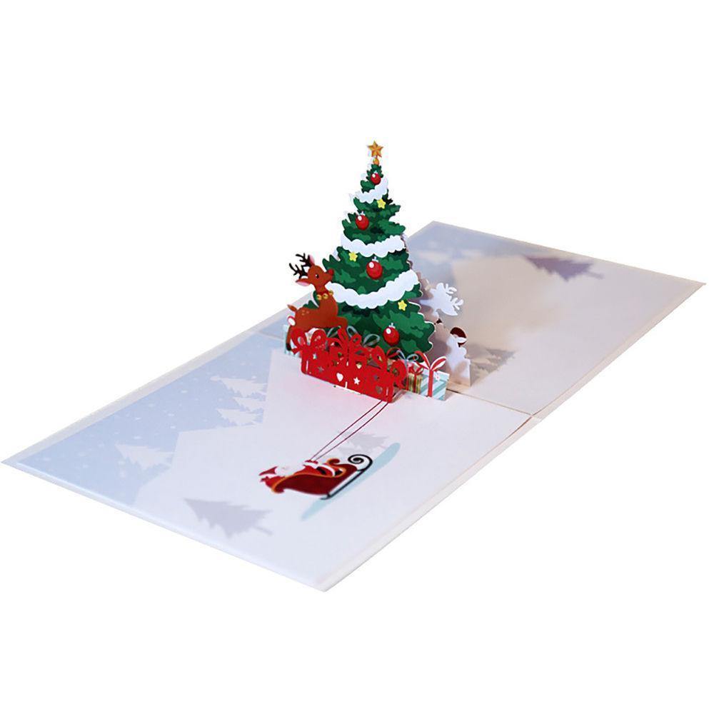 Greeting Card 3D Christmas Tree And Deer 