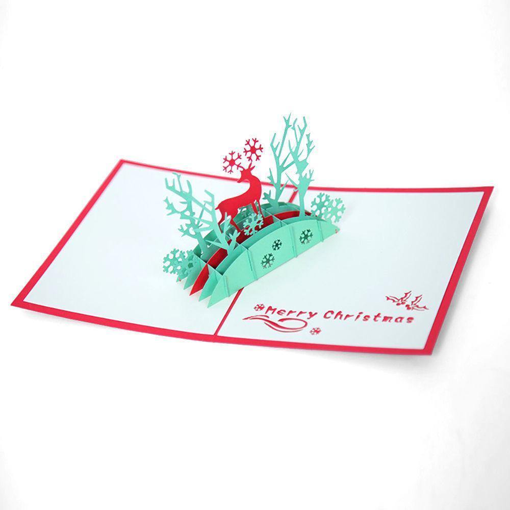 Greeting Card 3D Red Christmas Deer 