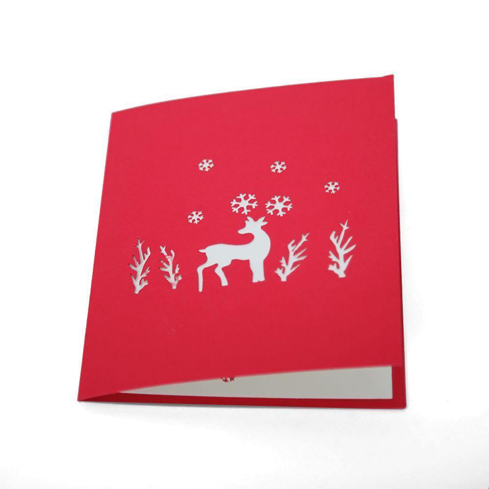 Greeting Card 3D Red Christmas Deer 