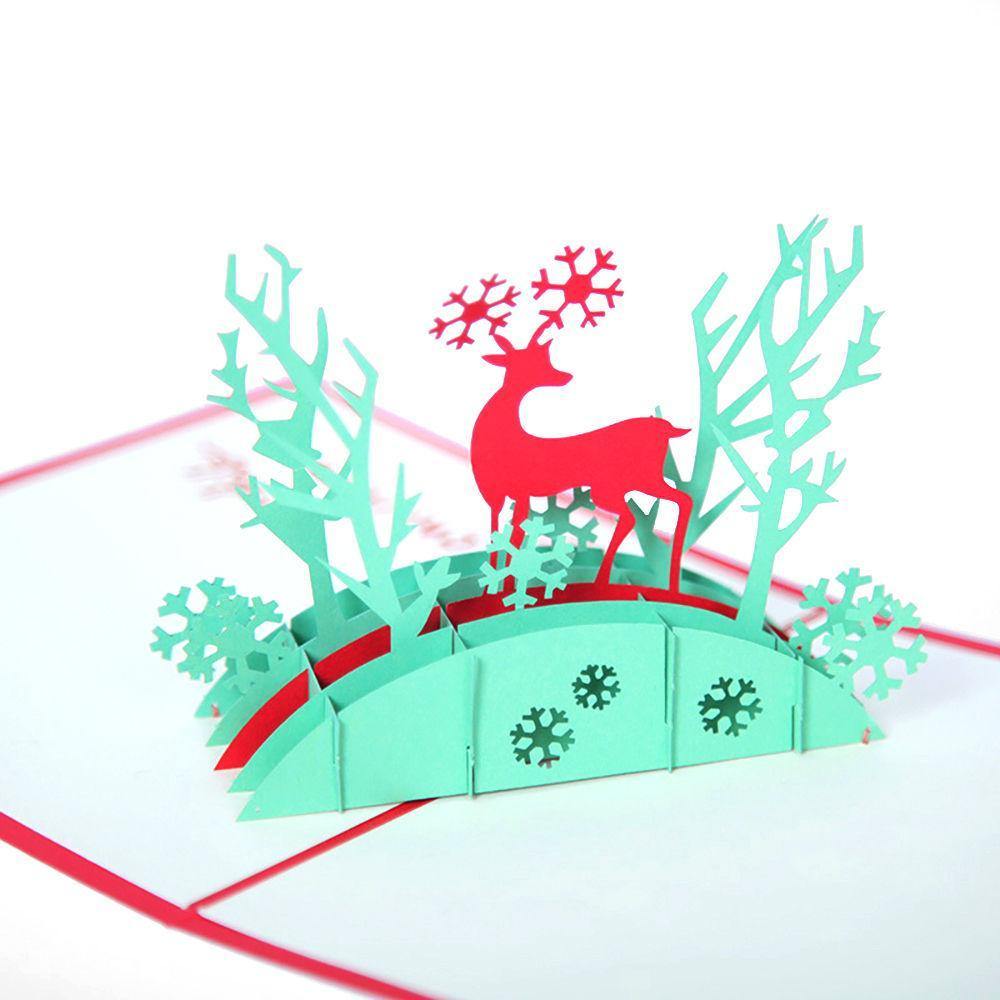 Greeting Card 3D Red Christmas Deer - 