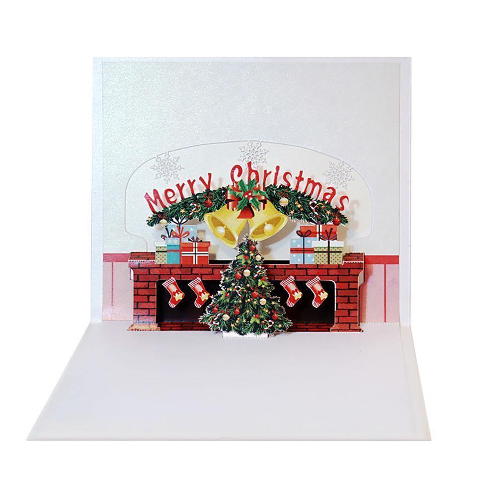 Greeting Card 3D Christmas Tree and Fireplace 