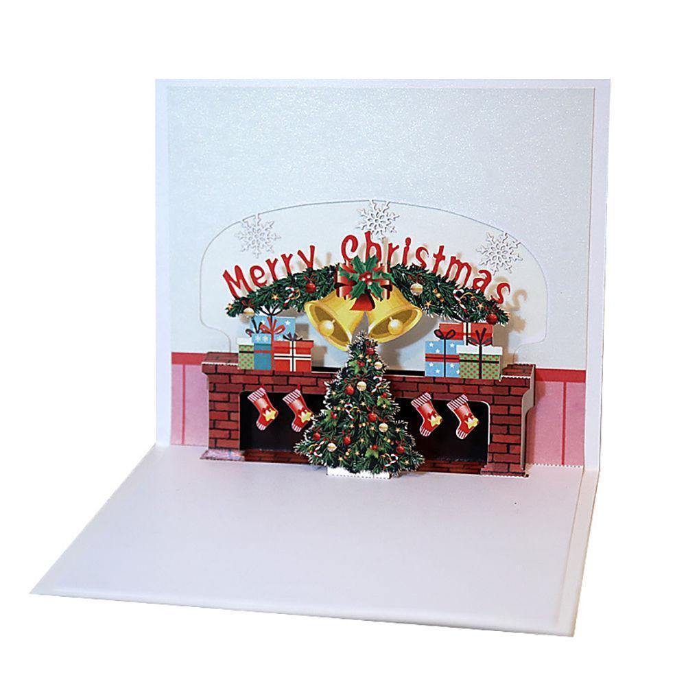 Greeting Card 3D Christmas Tree and Fireplace