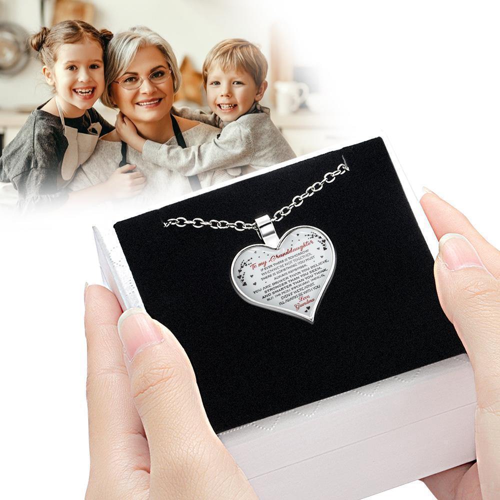 Heart Necklace A Unique and Thoughtful Gift for Granddaughter - Silver - soufeelus